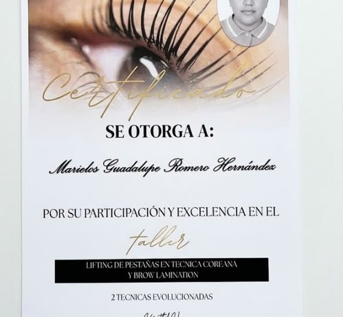 Certificado de lifting de pestañas en técnica coreana y brow lamination