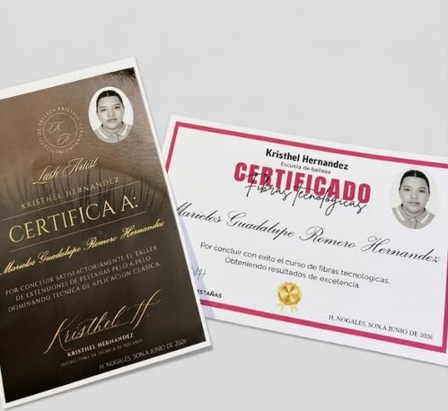 Certificados de extensiones de pestañas y fibras tecnológicas